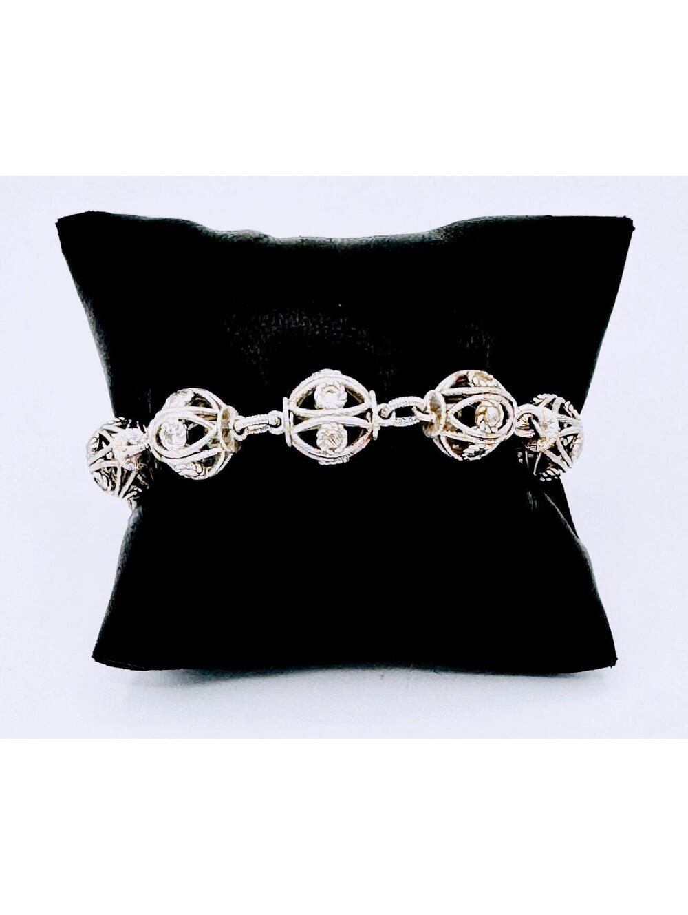 Judith Ripka sterling silver CZ diamonique truffle scrolling open round bead
